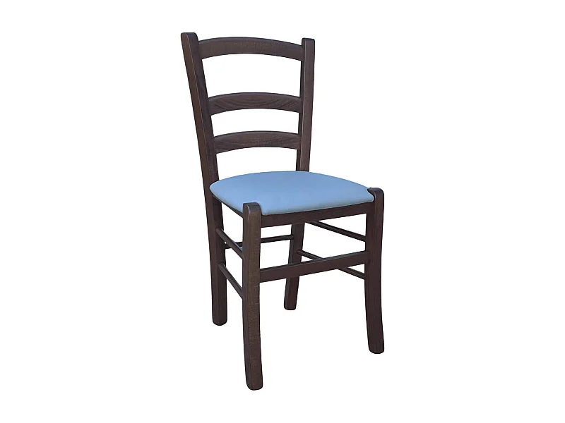 Chaise Venice en bois de noyer foncé avec assise en similicuir gris glacier