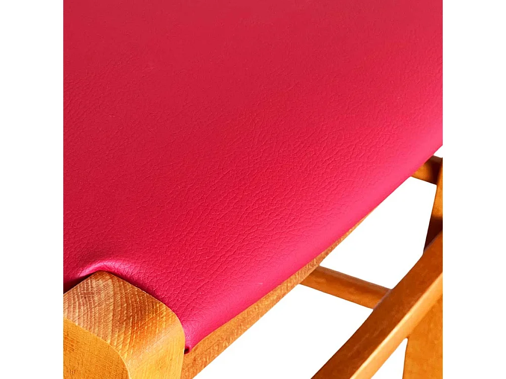 Sedia legno paesana ciliegio con seduta similpelle rosso