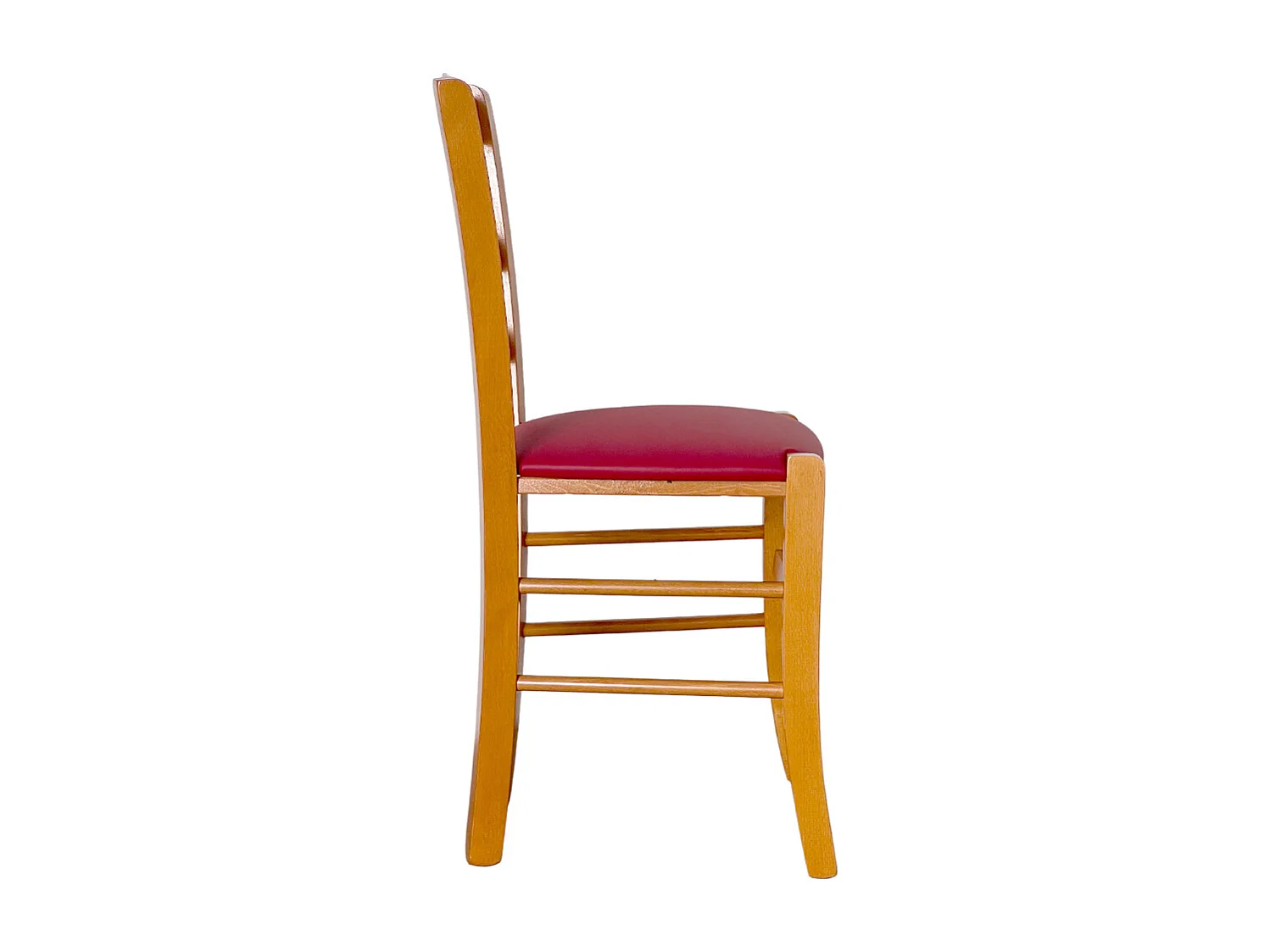 Sedia legno paesana ciliegio con seduta similpelle rosso