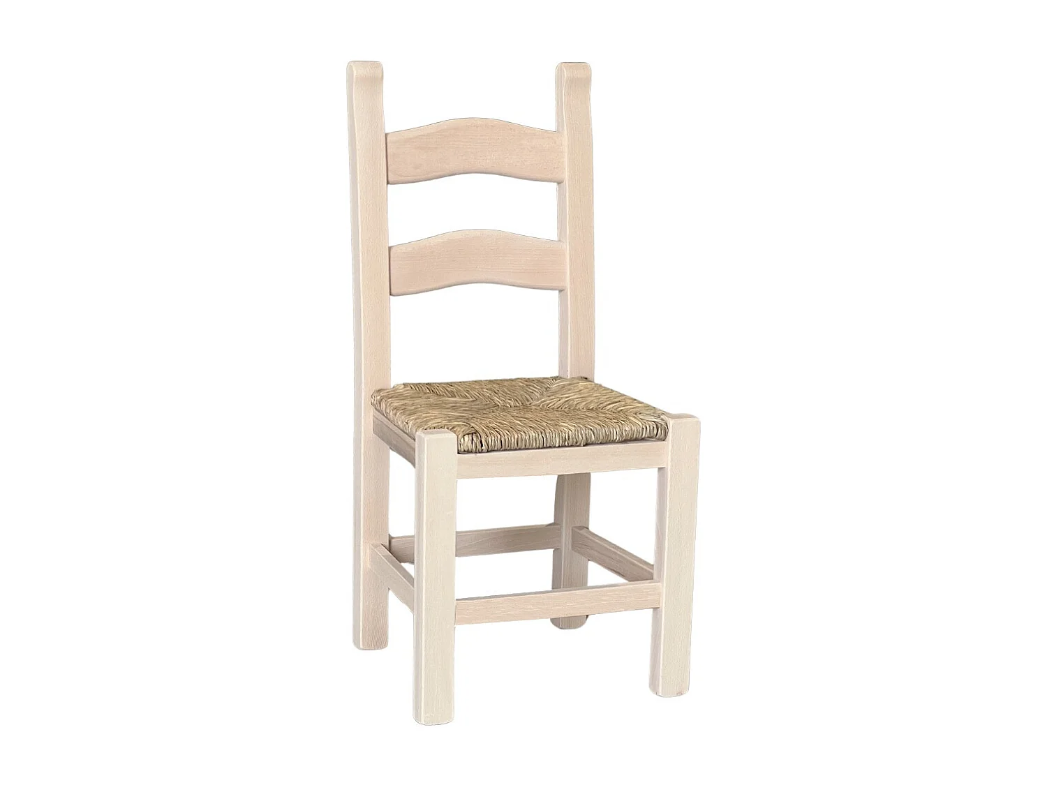 Chaise rustique en bois avec assise en paille brute à peindre