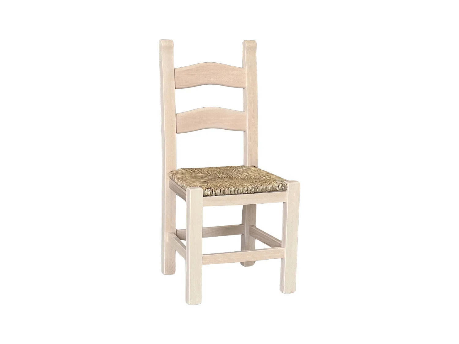 Chaise rustique en bois avec assise en paille brute à peindre