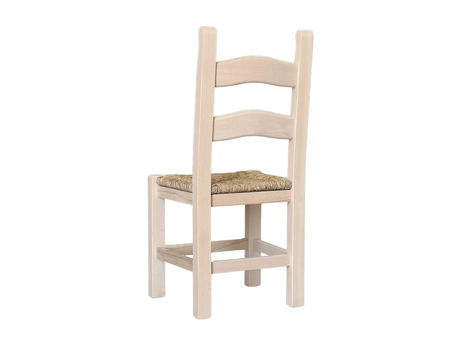 Chaise rustique en bois avec assise en paille brute à peindre