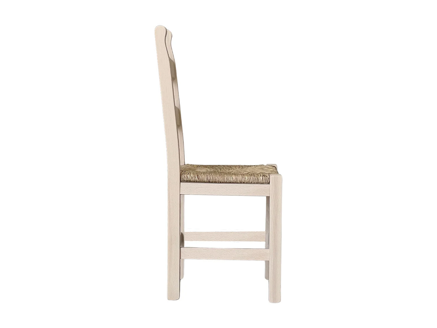 Chaise rustique en bois avec assise en paille brute à peindre