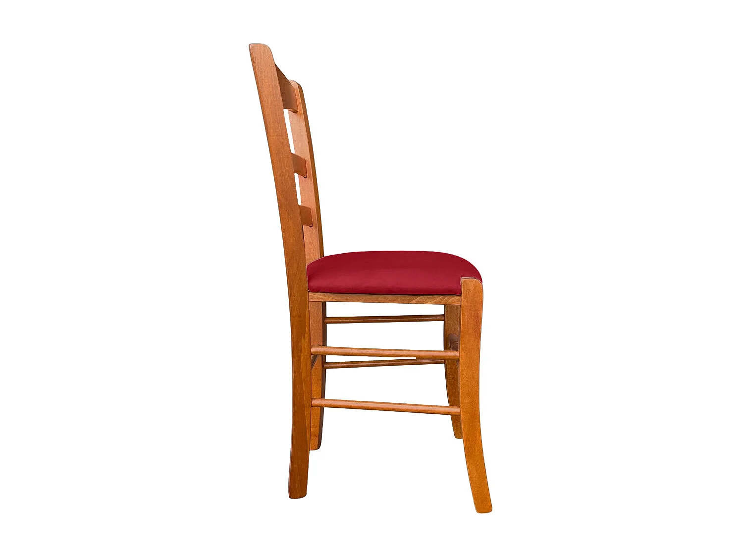 Chaise en cerisier Loris avec assise rembourrée en éco-cuir rouge