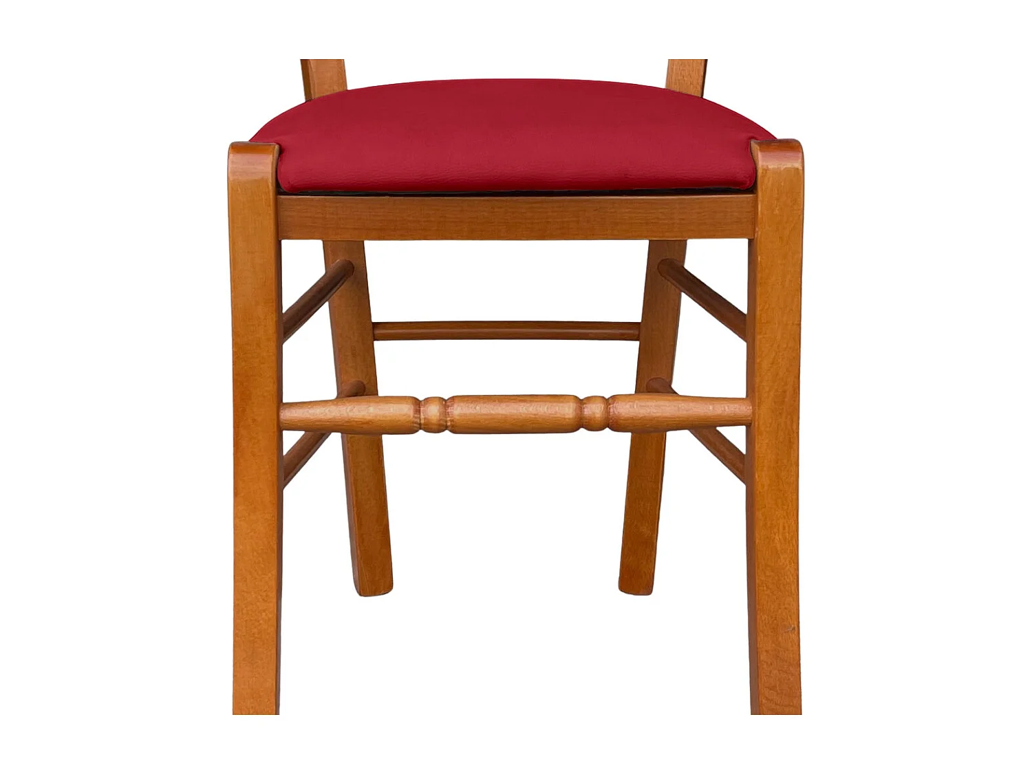 Chaise en cerisier Loris avec assise rembourrée en éco-cuir rouge