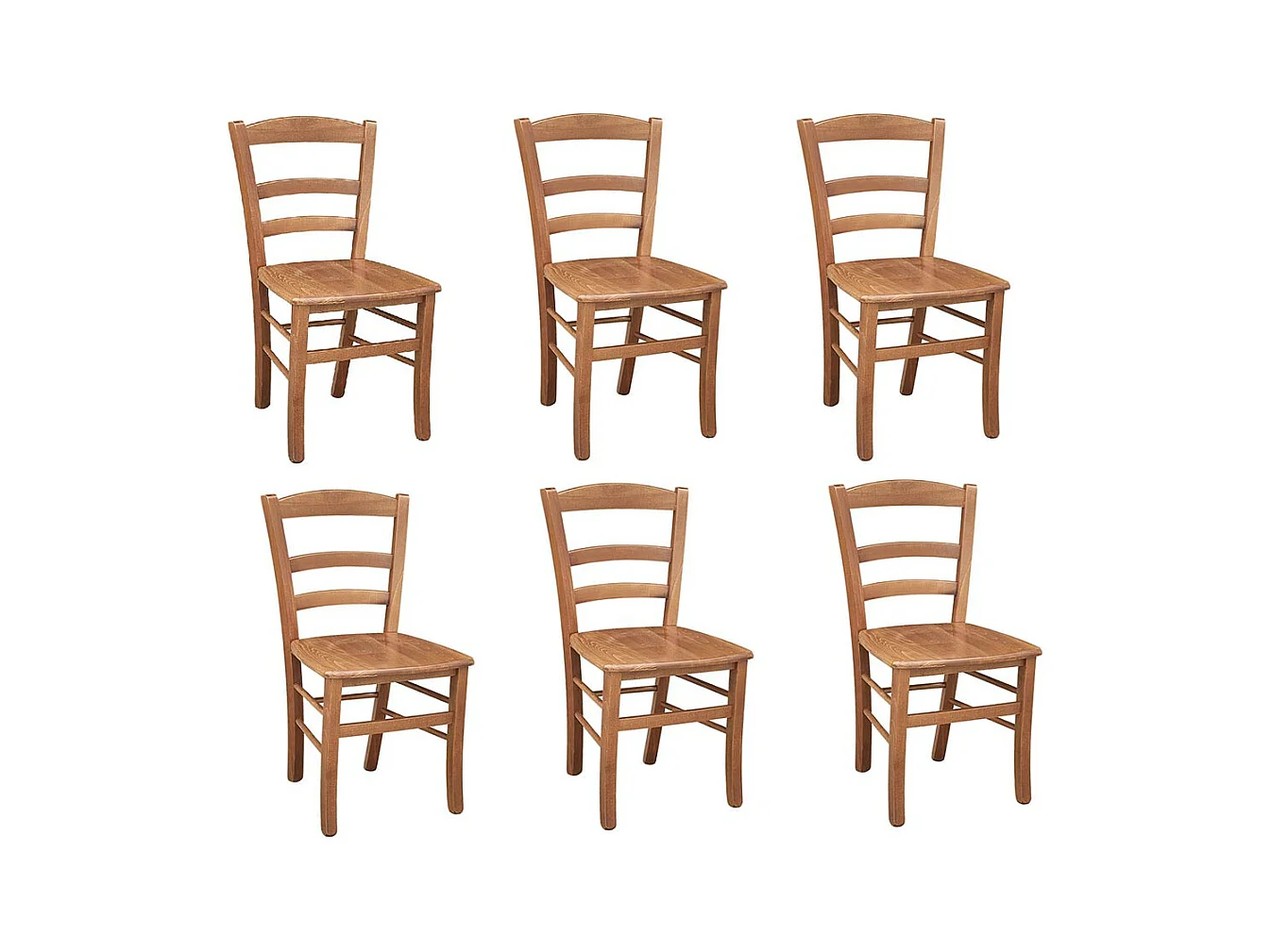 Chaise de campagne en bois avec assise en noyer clair x6