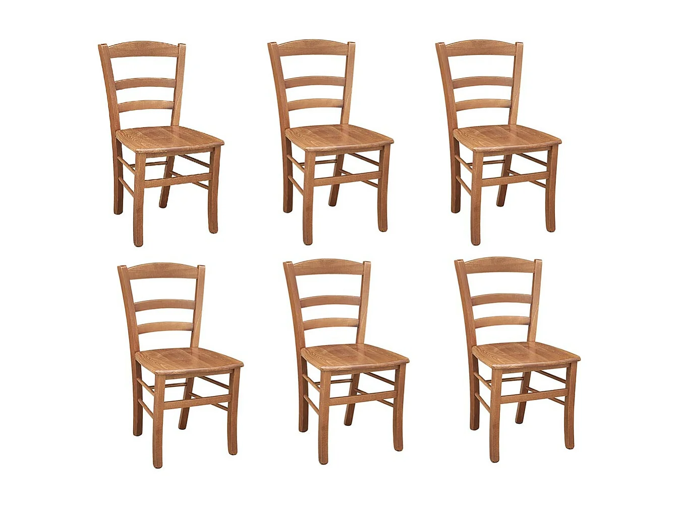 Chaise de campagne en bois avec assise en noyer clair x6