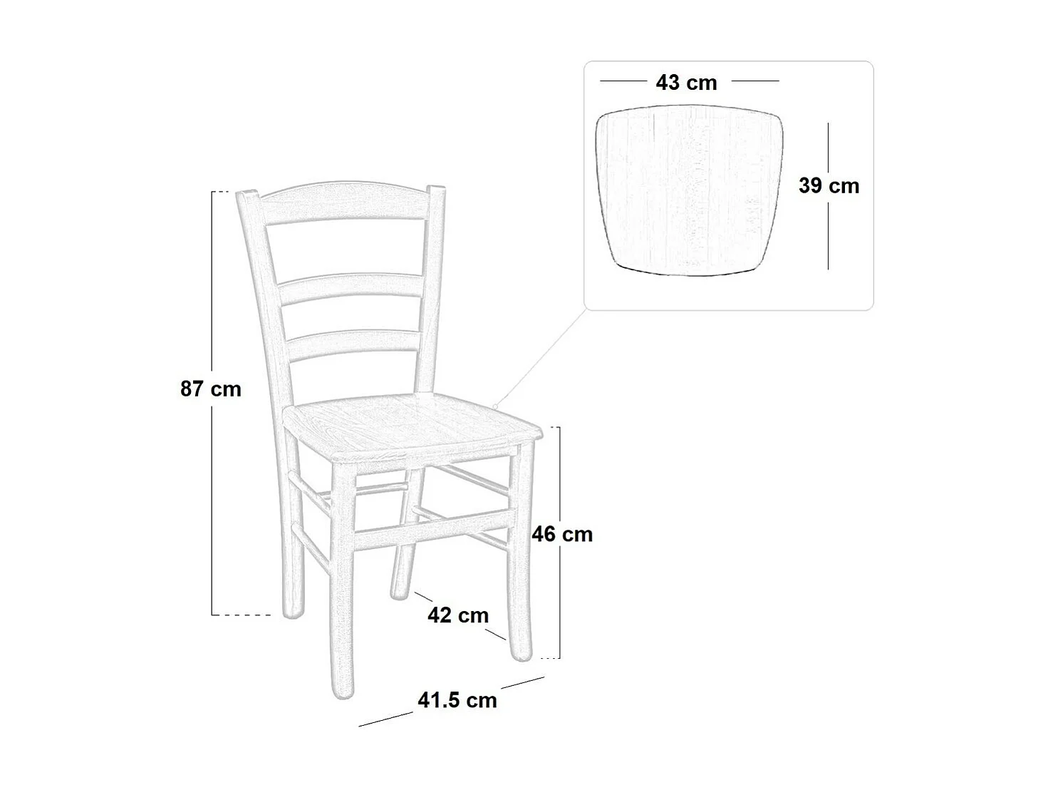 Chaise de campagne en bois avec assise en noyer clair x6
