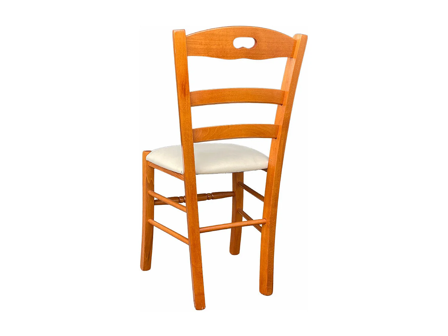 Sedia legno loris ciliegio con seduta in similpelle beige