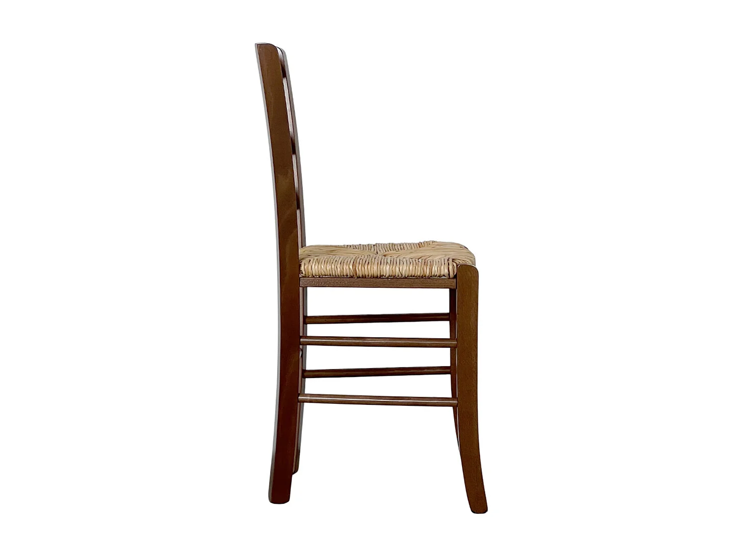 Chaise Venice en bois massif avec assise en paille de riz teintée noyer foncé