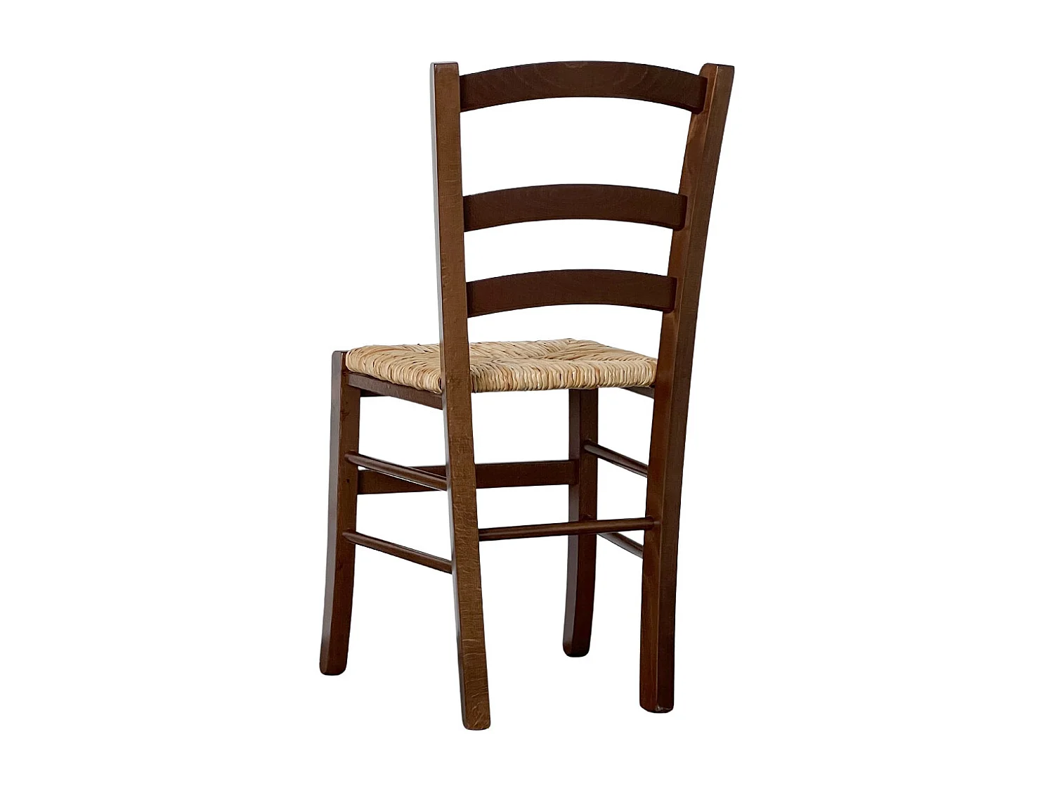 Chaise Venice en bois massif avec assise en paille de riz teintée noyer foncé