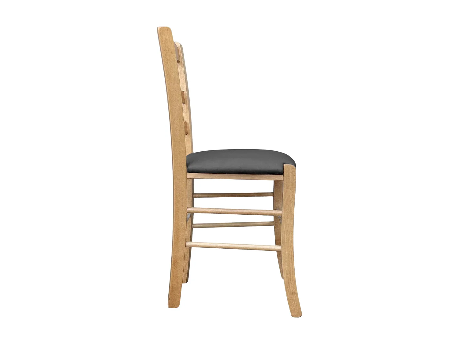 Sedia legno Loris naturale con seduta imbottita ecopelle antracite