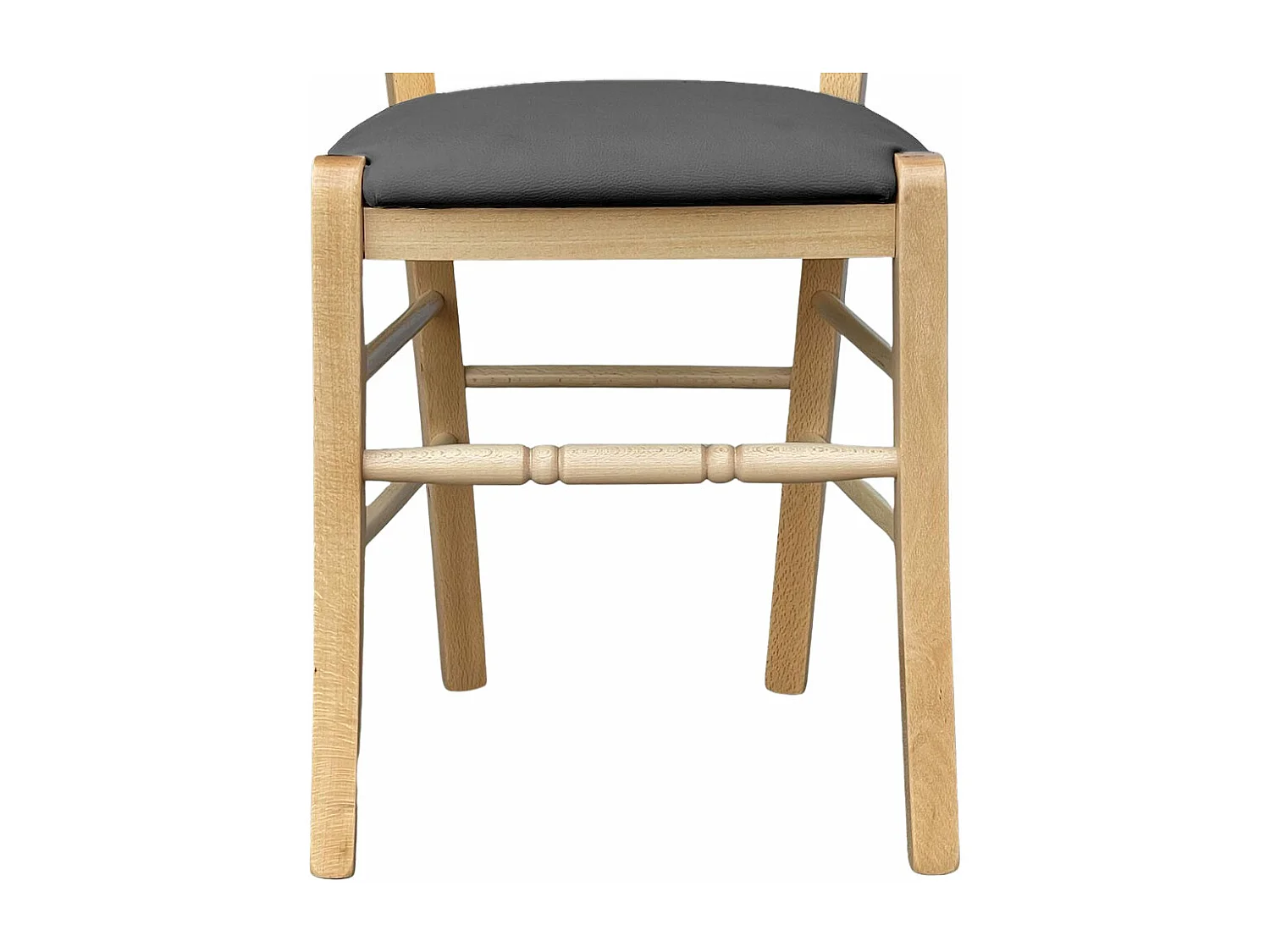 Sedia legno Loris naturale con seduta imbottita ecopelle antracite