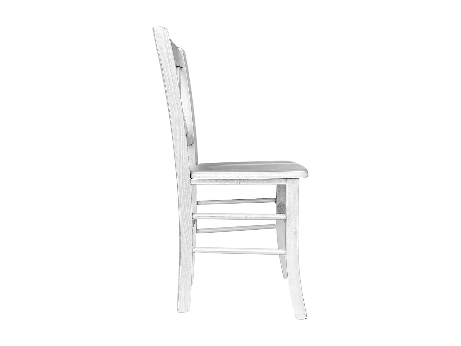 Chaise en bois de Venise antique croix blanche avec assise en bois