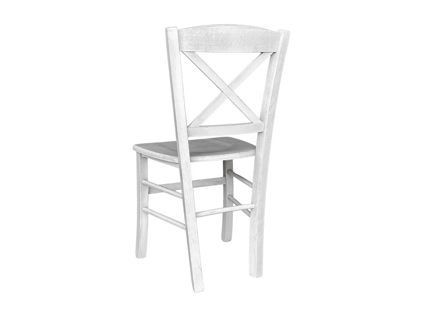 Chaise en bois de Venise antique croix blanche avec assise en bois