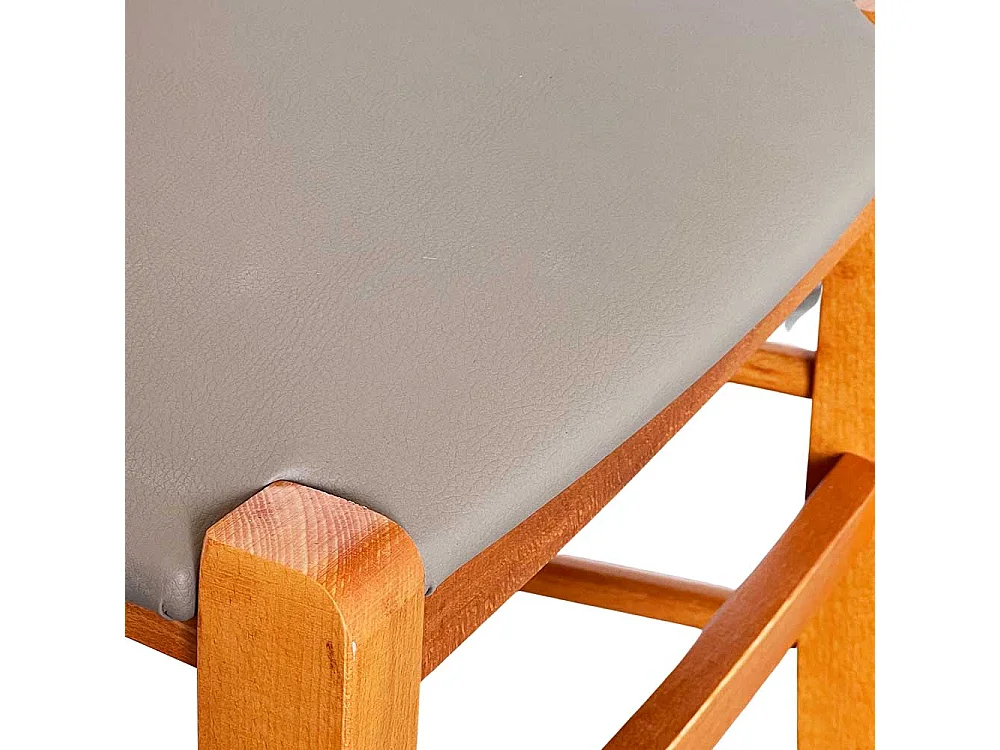 Chaise de campagne en bois de cerisier avec assise rembourrée gris tourterelle