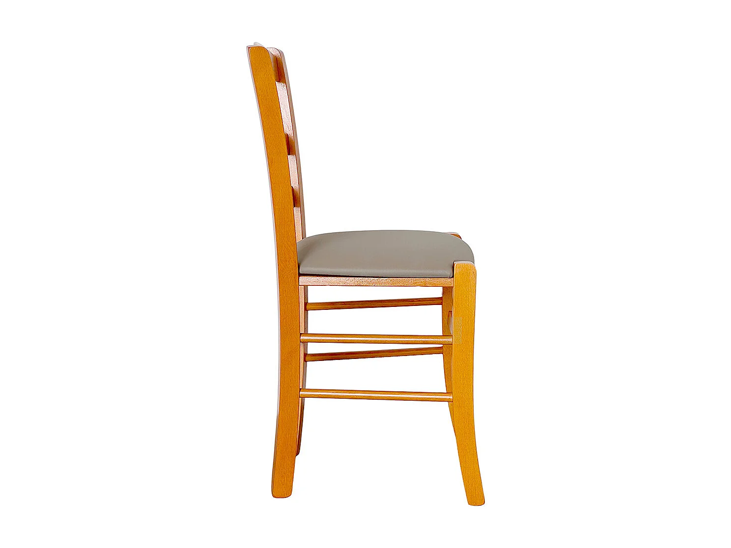 Chaise de campagne en bois de cerisier avec assise rembourrée gris tourterelle