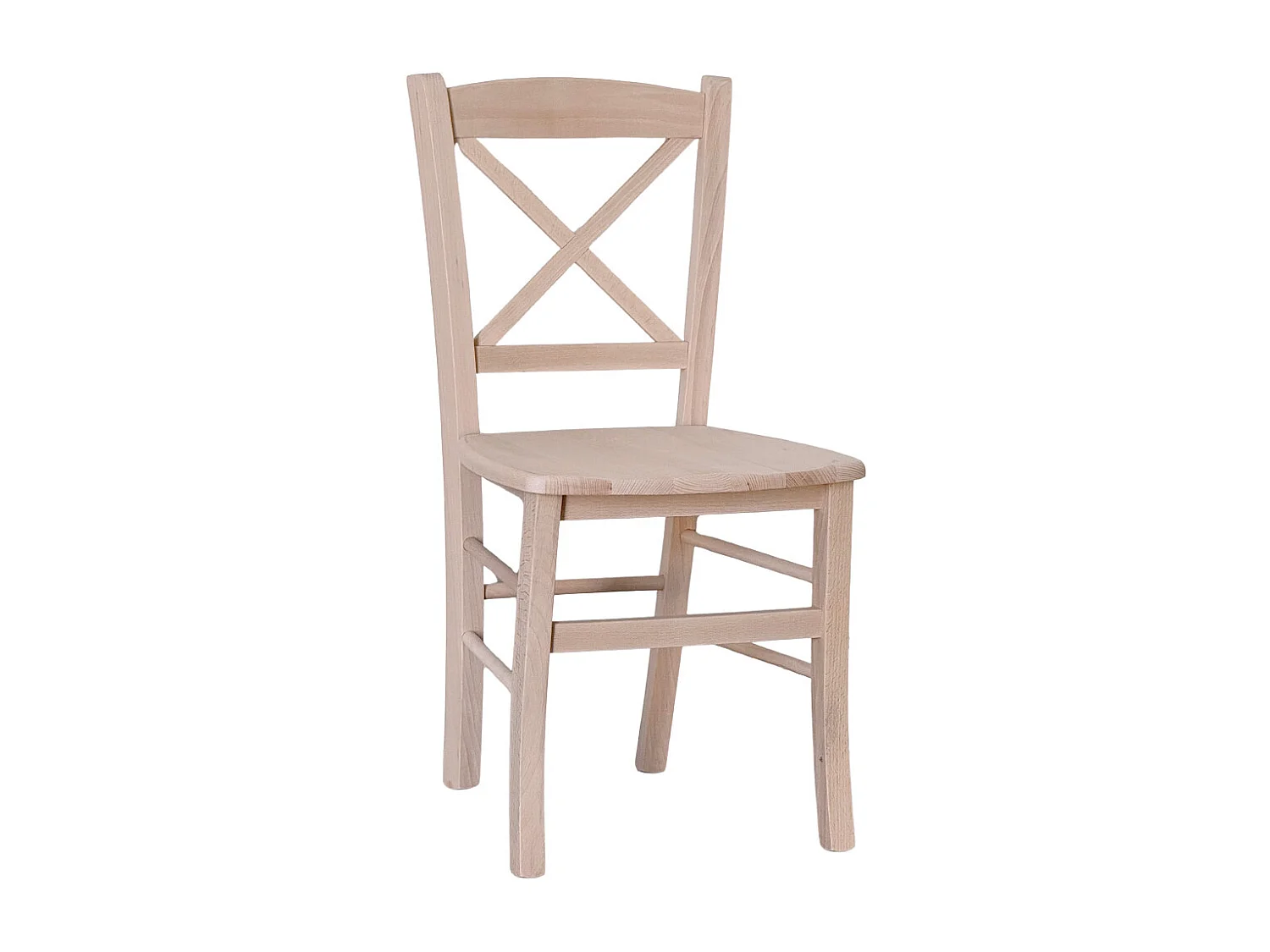 Chaise croisée en bois avec assise en bois massif brut à peindre