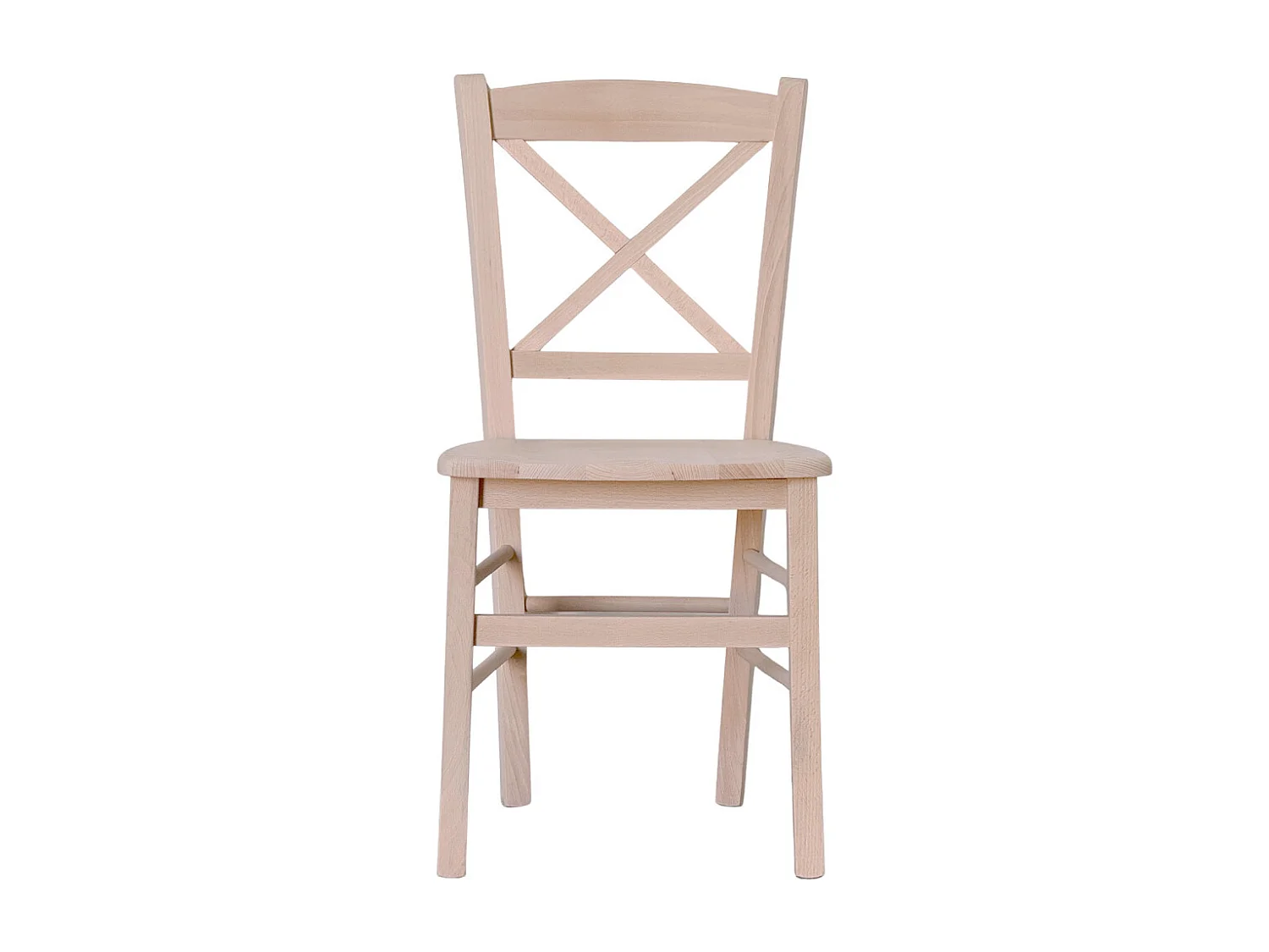 Chaise croisée en bois avec assise en bois massif brut à peindre