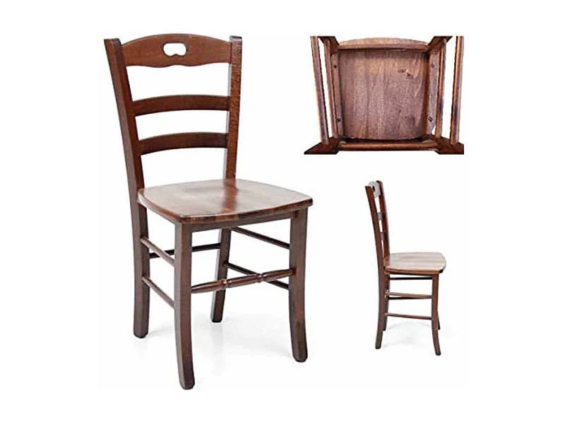 Silla de madera Loris con asiento de madera maciza de nogal oscuro