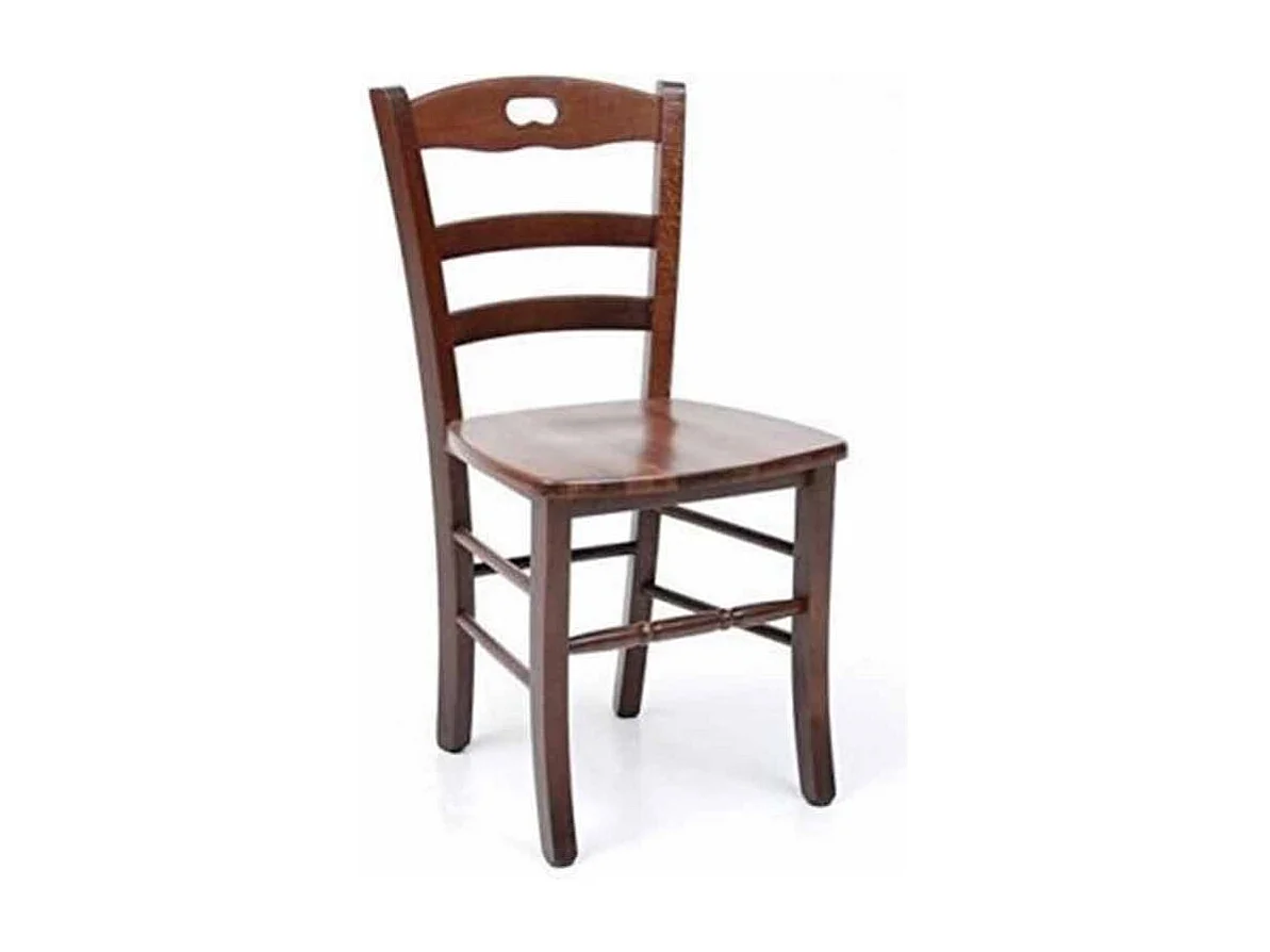 Chaise en bois Loris avec assise en bois massif de noyer foncé