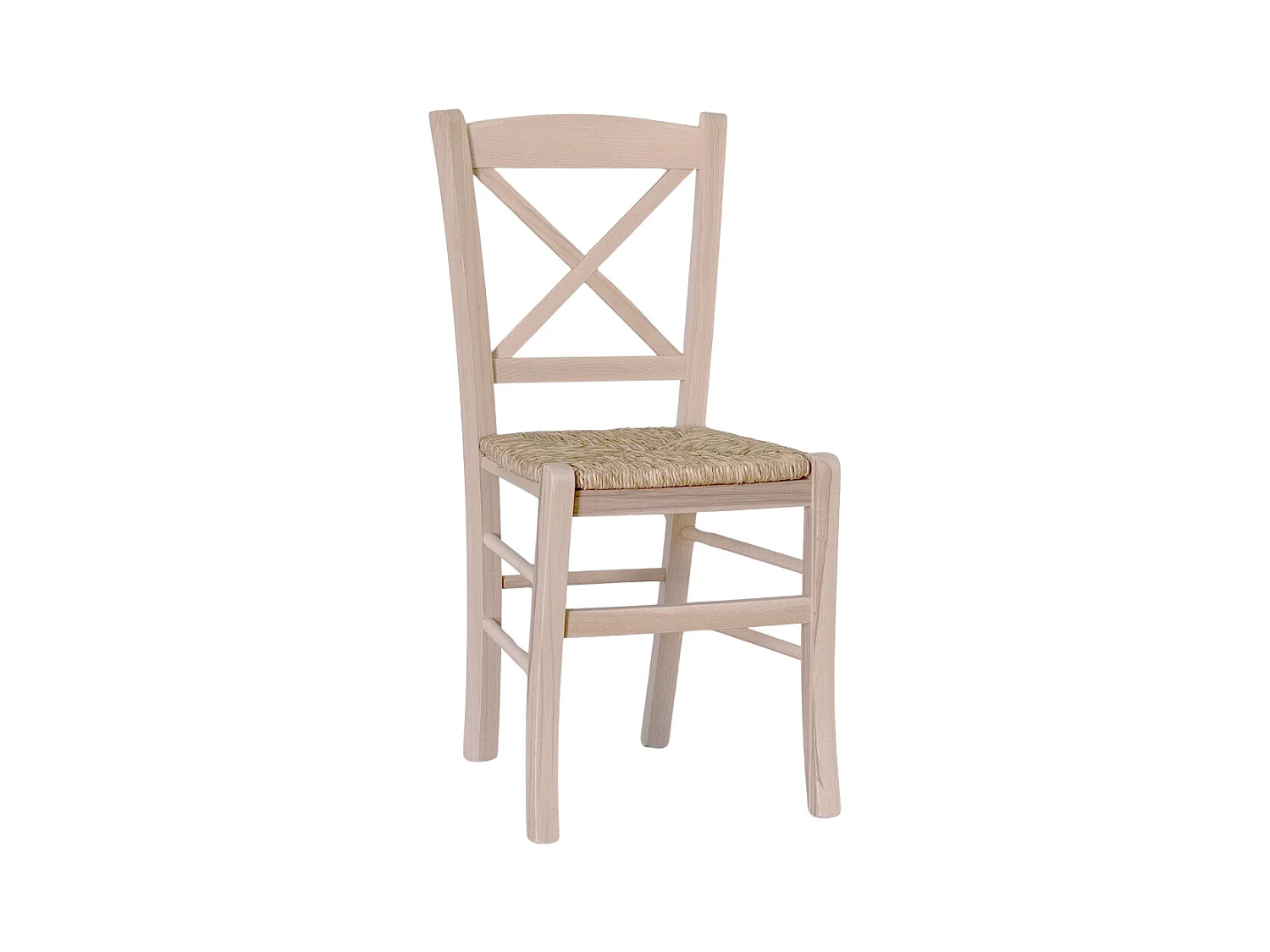 Chaise en bois avec assise en paille brute à peindre