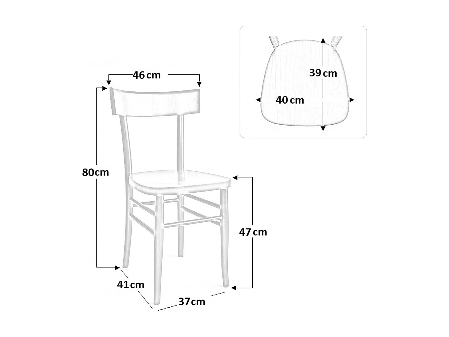 Chaise de salle à manger en bois naturel milano