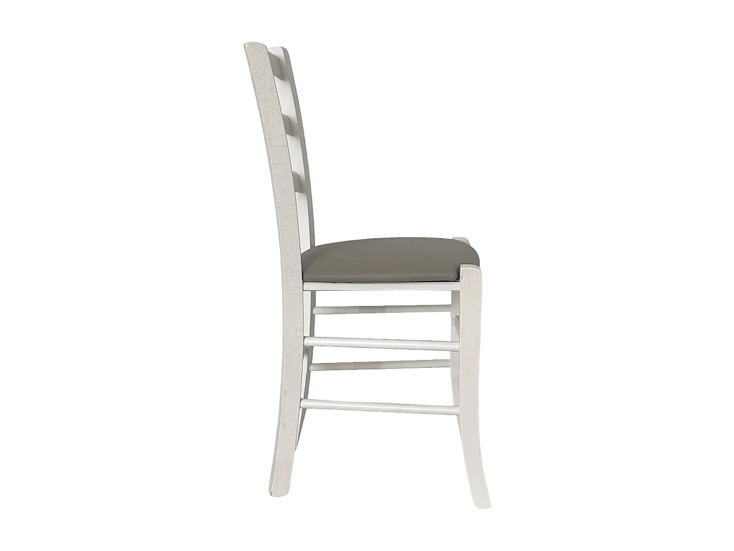 Silla veneciana rústica de madera blanca con asiento similar a carey
