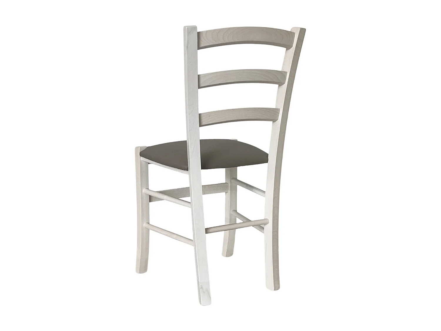 Silla veneciana rústica de madera blanca con asiento similar a carey