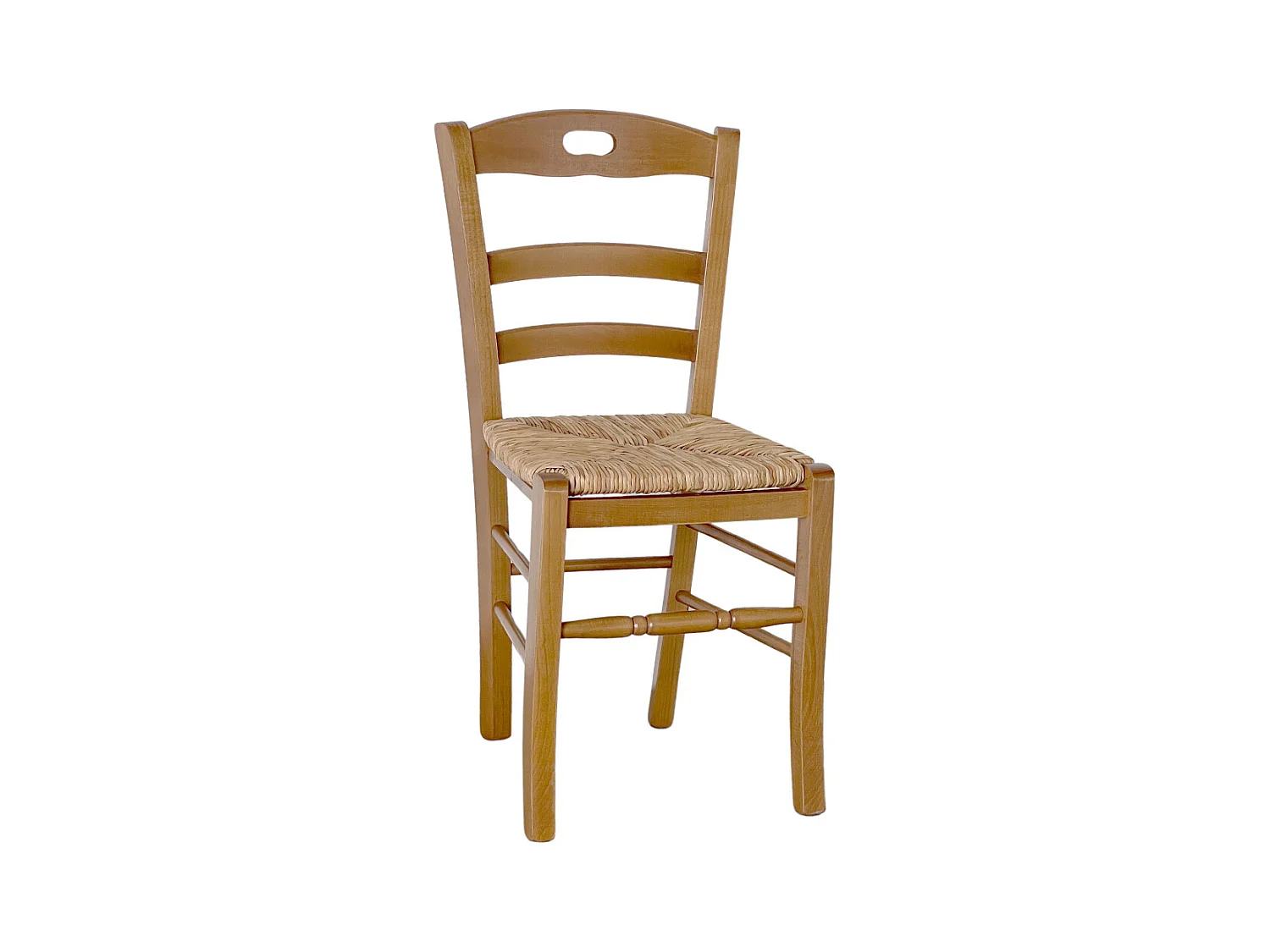 Chaise Loris en noyer clair avec assise en paille de riz