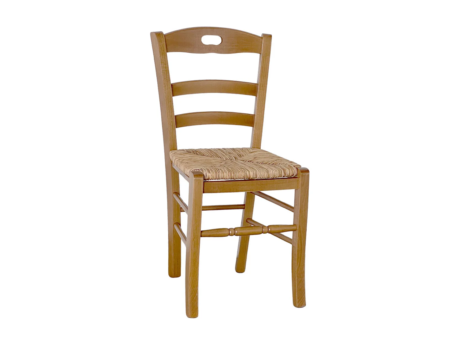 Chaise Loris en noyer clair avec assise en paille de riz