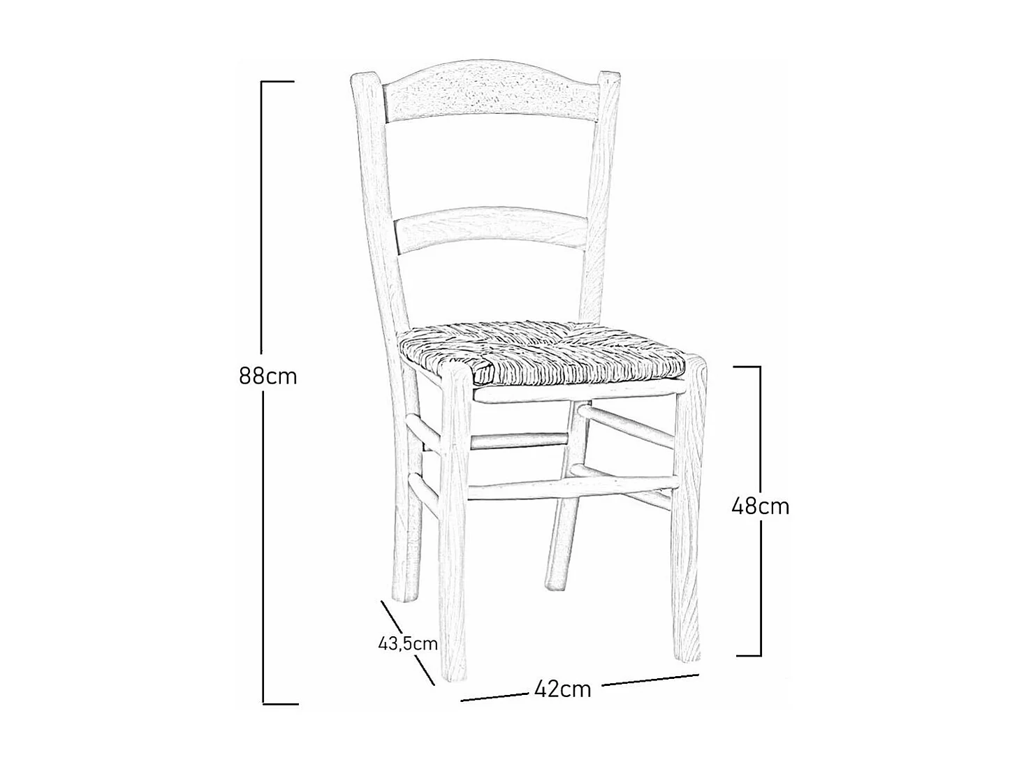Chaise de salle à manger marocaine avec assise en paille de riz crue à peindre