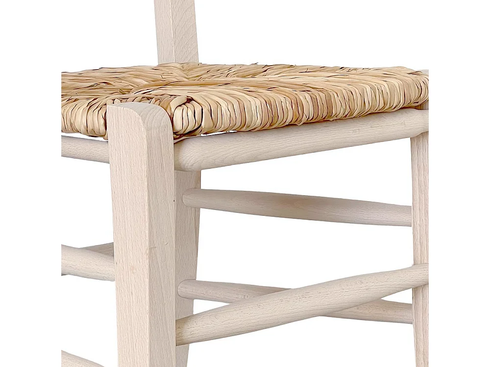 Chaise de salle à manger marocaine avec assise en paille de riz crue à peindre
