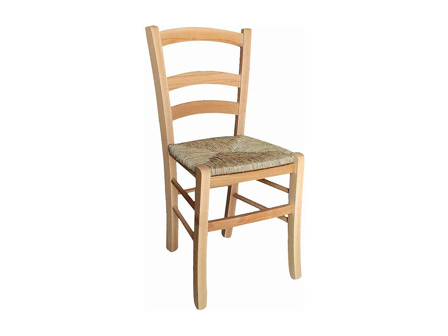 Chaise Venise en bois massif avec assise en paille teintée naturelle