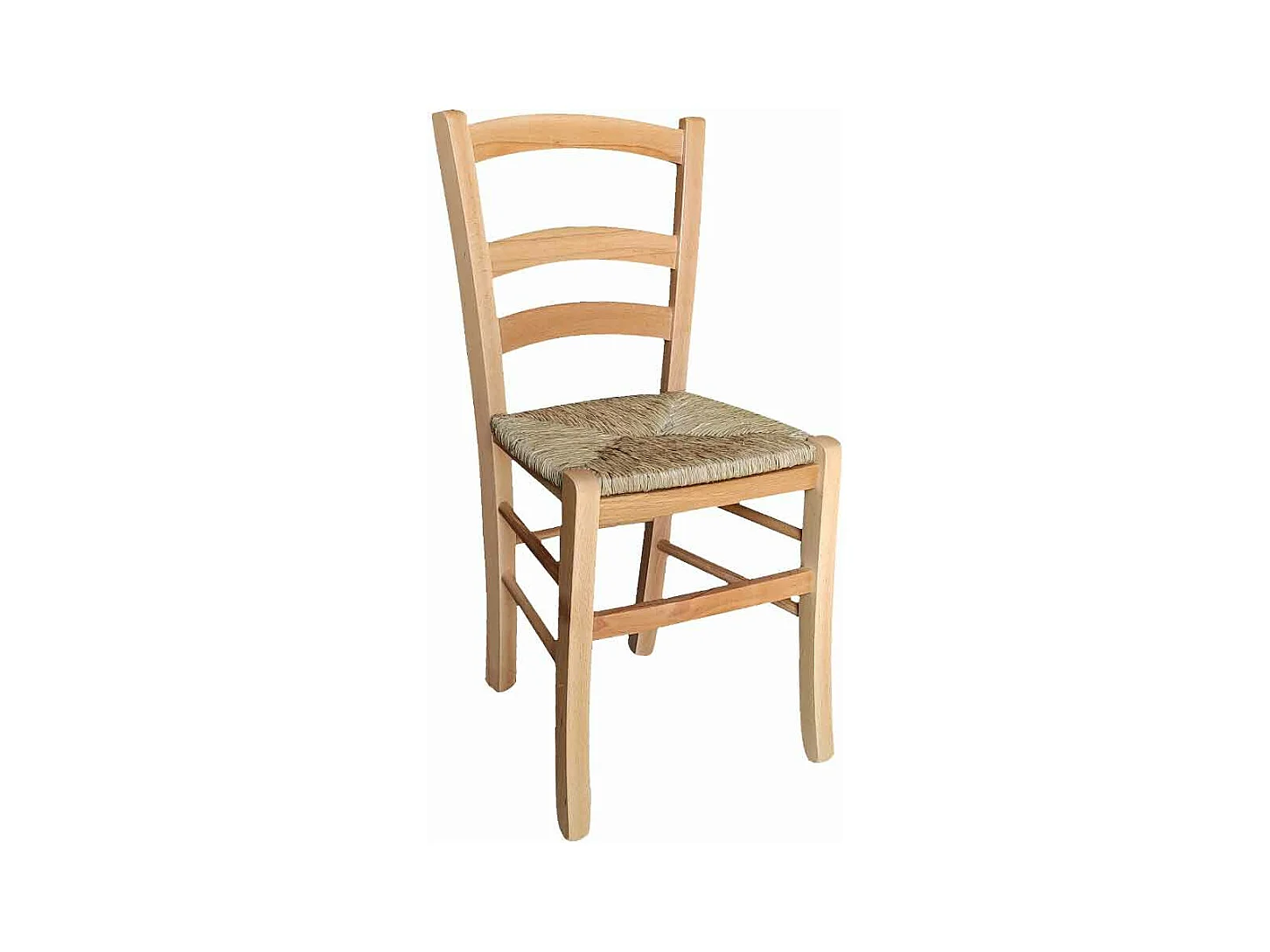 Chaise Venise en bois massif avec assise en paille teintée naturelle