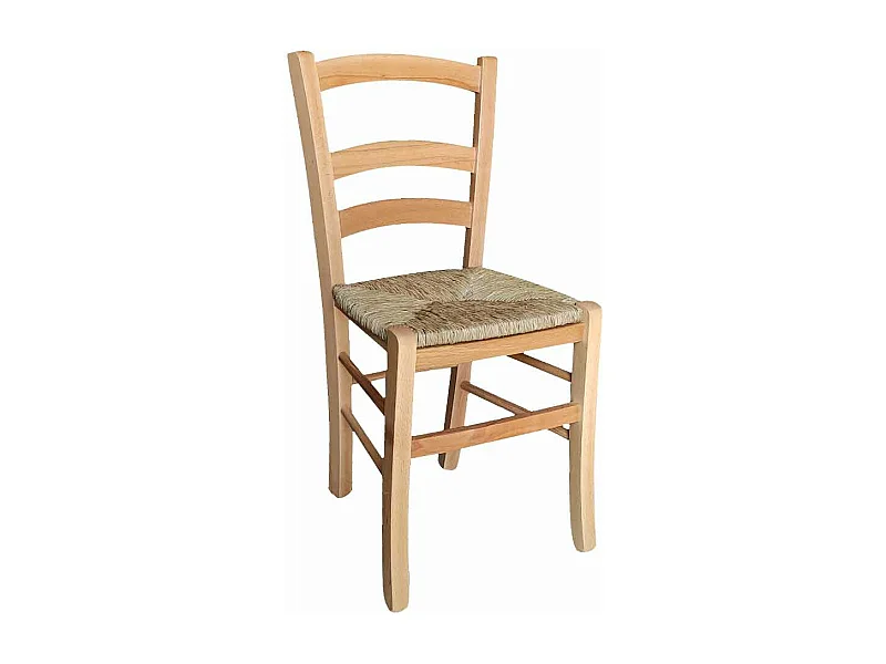 Chaise Venise en bois massif avec assise en paille teintée naturelle