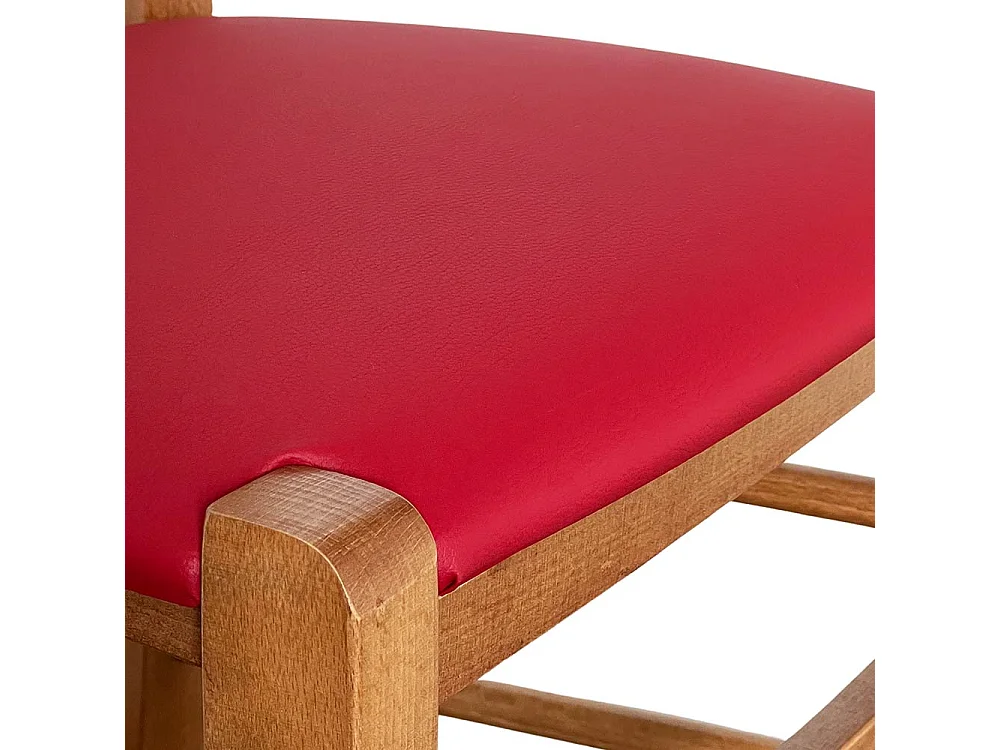 Sedia legno paesana noce chiaro con seduta imbottita rosso
