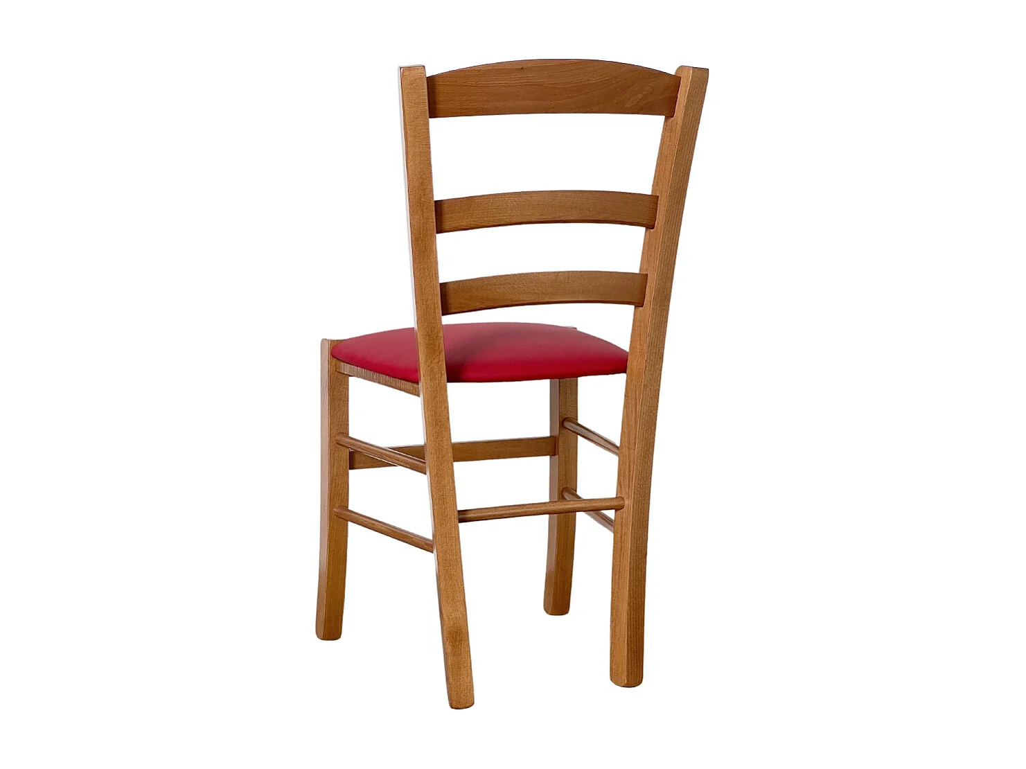 Sedia legno paesana noce chiaro con seduta imbottita rosso