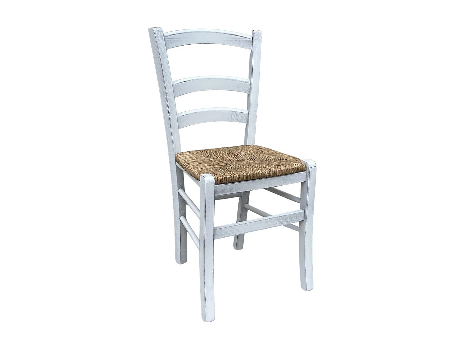 Sedia legno venezia anticata bianca con seduta in paglia palustre