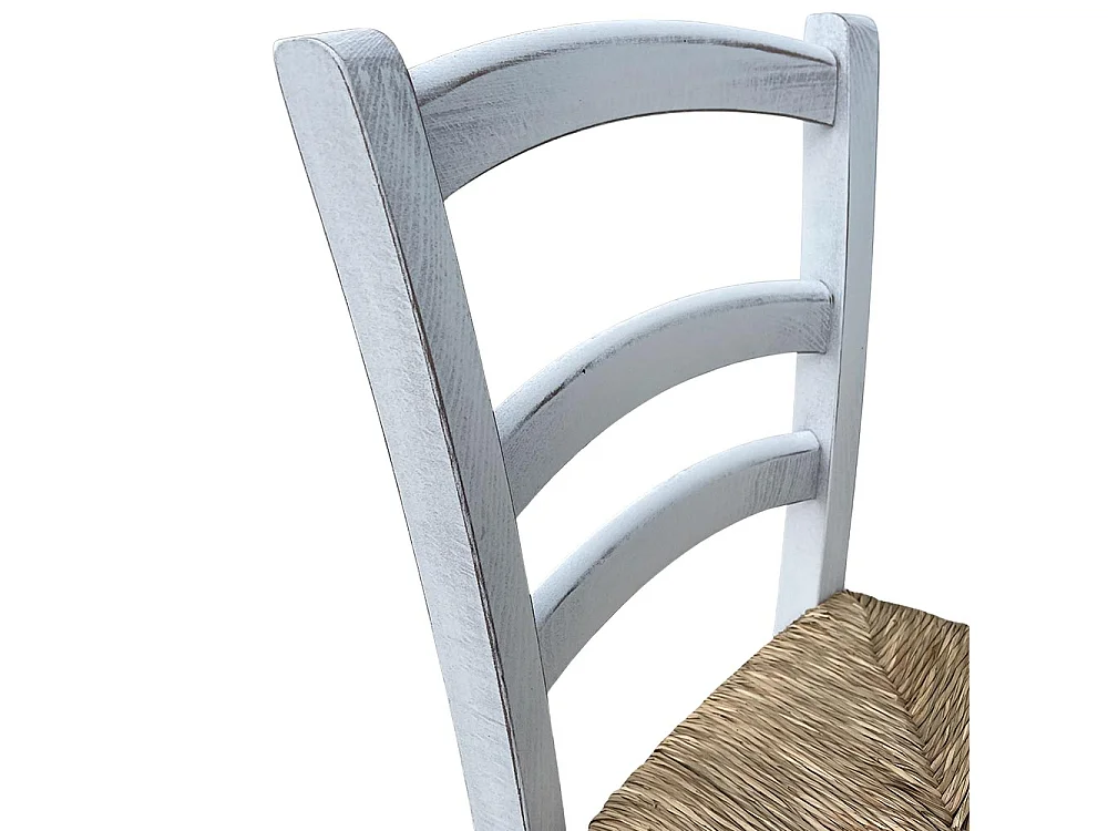Sedia legno venezia anticata bianca con seduta in paglia palustre