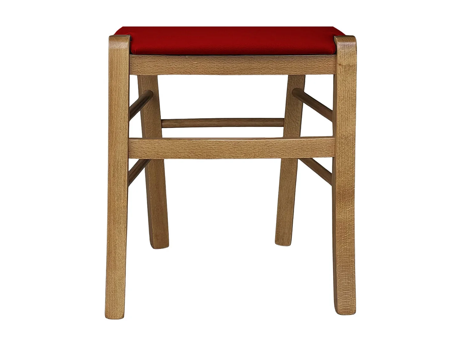 Chaise Venezia en bois de noyer clair avec assise rembourrée en similicuir rouge