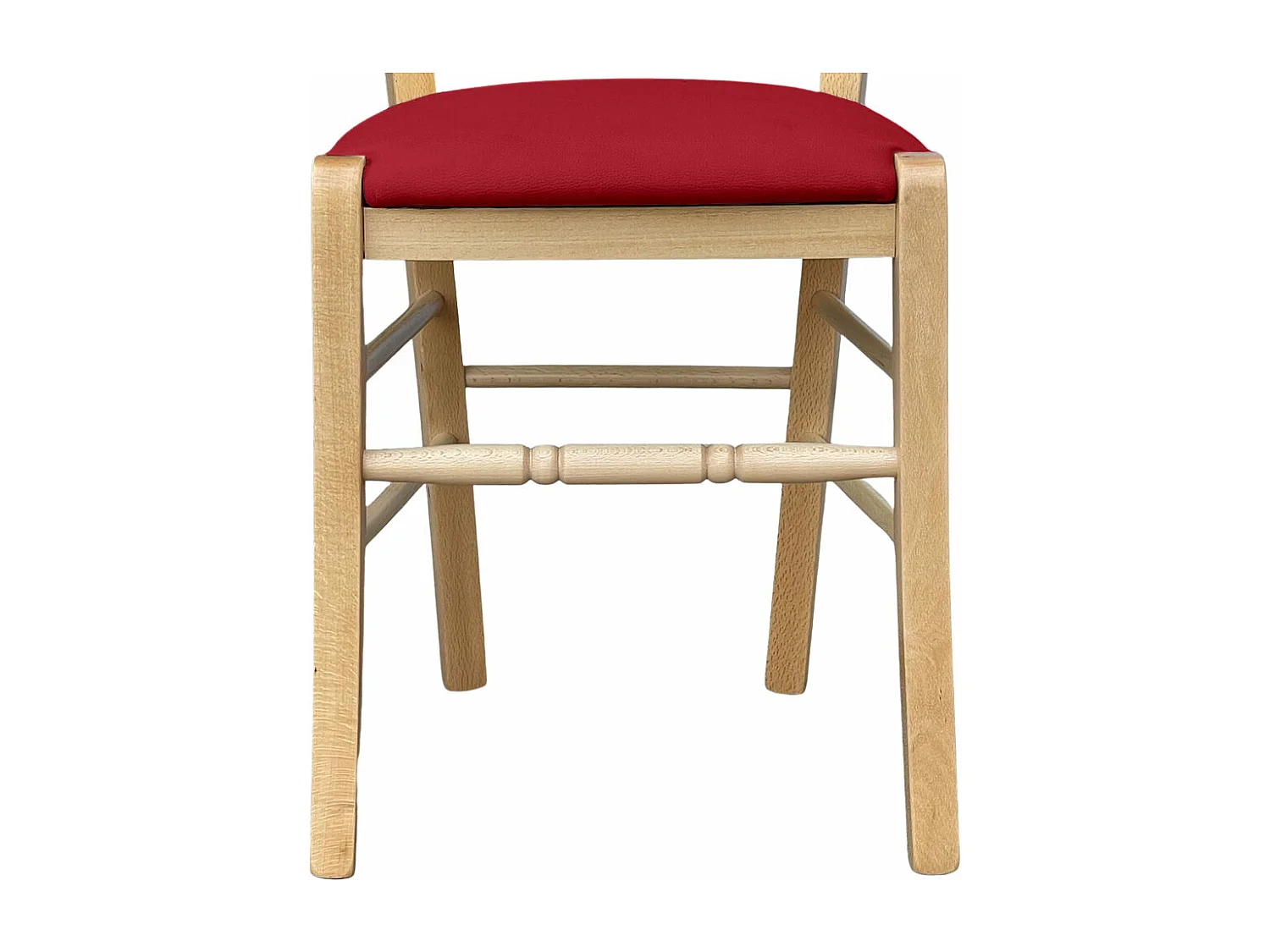 Siège en bois de Loris naturel avec assise encastrée en éco-cuir rouge