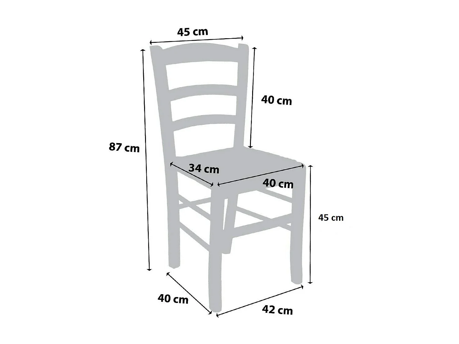 Silla de madera de Venecia con asiento de madera maciza de cerezo
