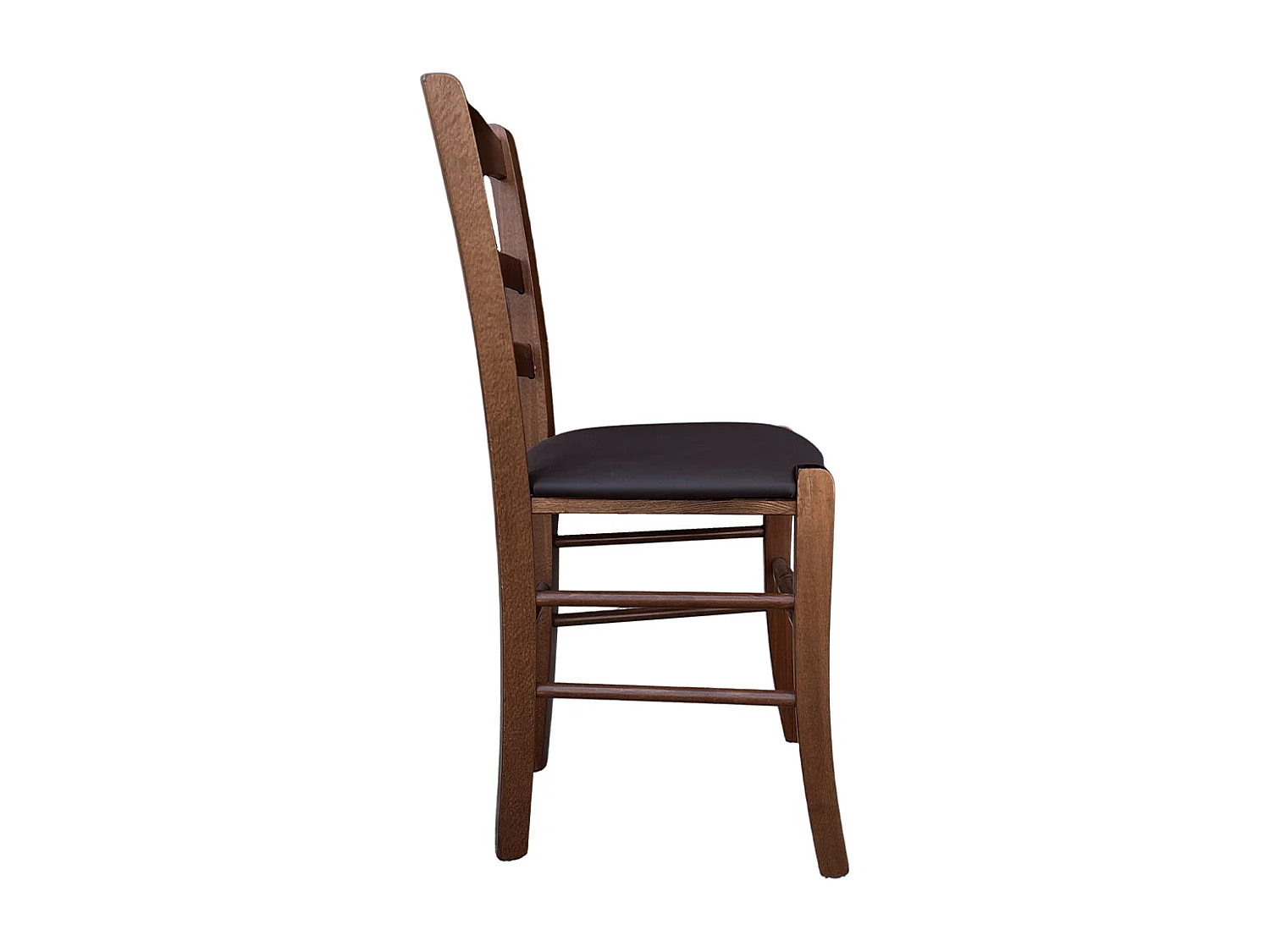 Chaise en bois de noyer foncé Loris avec assise marron