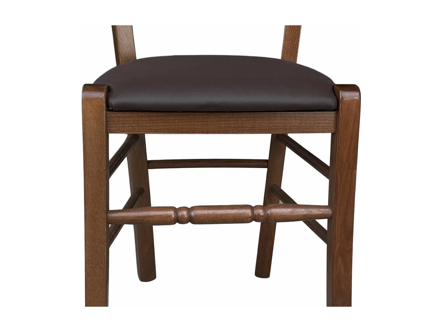 Chaise en bois de noyer foncé Loris avec assise marron