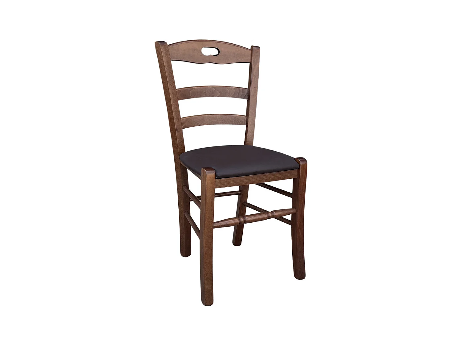 Chaise en bois de noyer foncé Loris avec assise marron