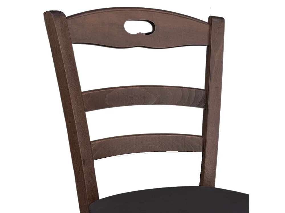 Chaise en bois de noyer foncé Loris avec assise marron