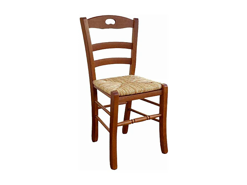 Sedia legno loris con seduta in paglia di riso noce scuro