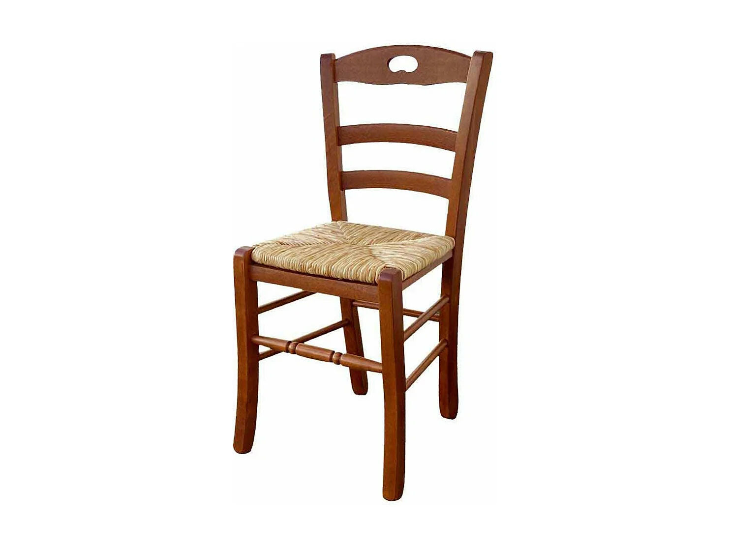Sedia legno loris con seduta in paglia di riso noce scuro