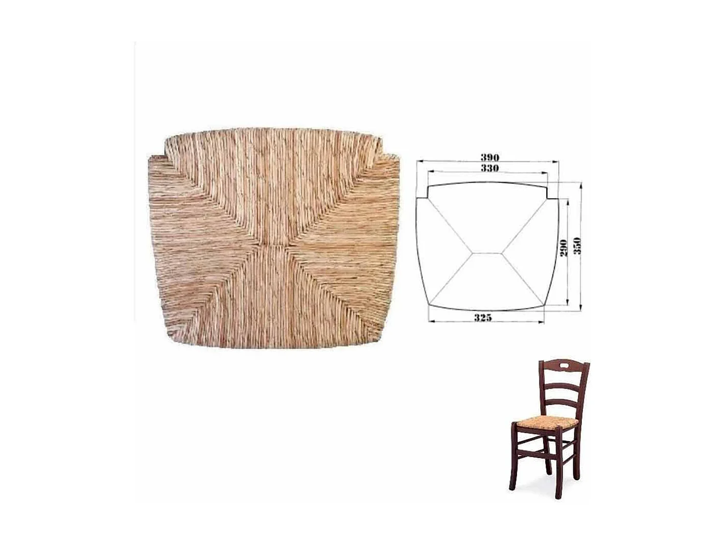 Sedia legno loris con seduta in paglia di riso noce scuro